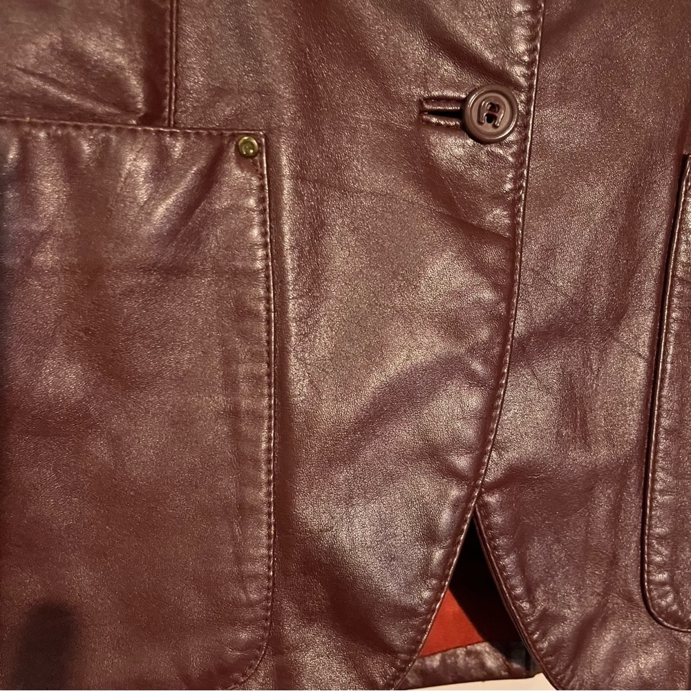 Women’s Etienne Aigner Vintage 70s Oxblood Leather Jacket Size 8 Lined - Picture 4 of 8